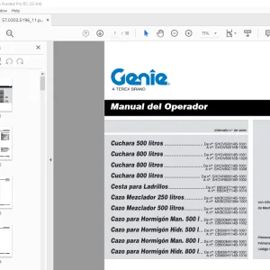 Genie Lift Cuchara 500 litros Cuchara 800 litros Manual del Operador