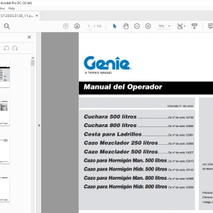 Genie Lift Cuchara 500L & 800L Manual del Operador PDF
