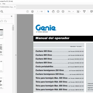 Genie Lift Cuchara 500 litros Cuchara 800 litros Manual del operador PDF
