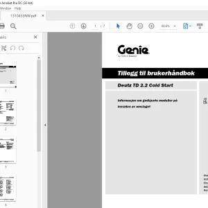 Genie Lift Deutz TD 2.2 Cold Start Tillegg til brukerhåndbok - PDF DOWNLOAD