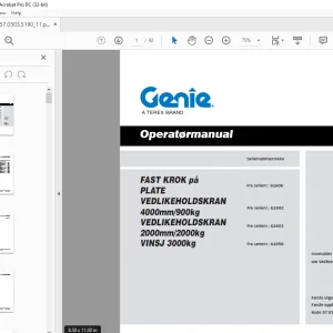 Genie Lift FAST KROK på PLATE VEDLIKEHOLDSKRAN Operatørmanual