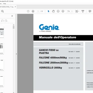 Genie Lift GANCIO FISSO su PIASTRA FALCONE 4000mm900kg Manuale dell'Operatore