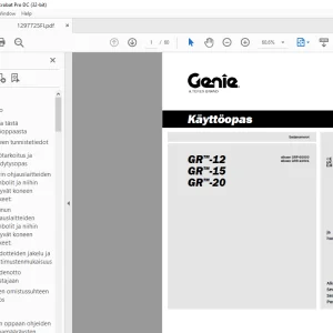 Genie Lift GR-12 GR-15 GR-20 Käyttöopas 1297725