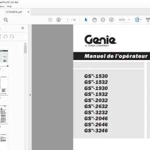 Genie Lift GS-1530 GS-1532 GS-1930 GS-1932 GS-2032 GS-2632 Manuel de l’opérateur