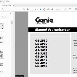 Genie Lift GS-1530 GS-1930 GS-2032 GS-2632 GS-3232 GS-2046 GS-2646 Manuel de l’opérateur