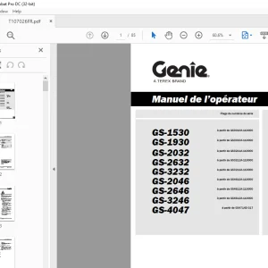 Genie Lift GS-1530 GS-1930 GS-2032 GS-2632 GS-3232 GS-2046 Manuel de l’opérateur