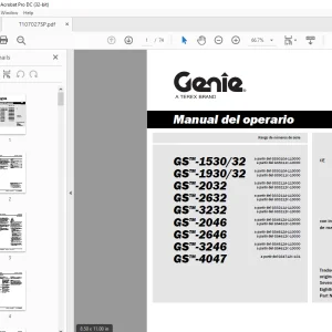 Genie Lift GS-1530/32 GS-1930/32 GS-3232 GS-2046 GS-2646 GS-3246 GS-4047 Manual del operario -  PDF DOWNLOAD