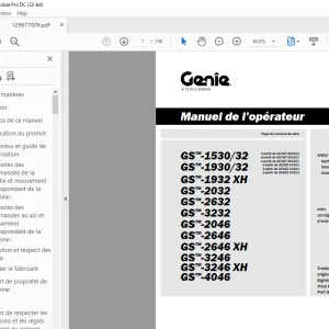 Genie Lift GS-1530/32 GS-1930/32 S-1932 XH GS-2032 GS-2632 GS-3232 GS-2046 GS-2646  Manuel de l’opérateur