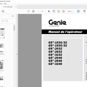 Genie Lift GS-1530/32GS-1930/32CEGS-2032GS-2632GS-3232GS-2046 GS-2646 GS-3246 Manuel de l’opérateur