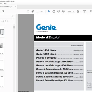 Genie Lift Godet 500 litres Godet 800 litres - PDF DOWNLOAD