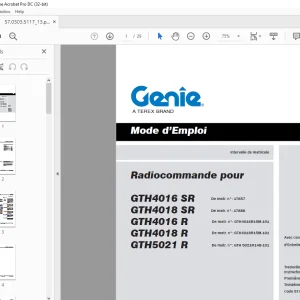Genie Lift Radiocommande pour GTH4016 SR GTH4018 SR Mode d’Emploi