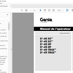 Genie Lift S-40 XC S-45 XC S-40 HF S-45 HF S-40 TRAX S-45 TRAX Manuel de l'Operateur PDF