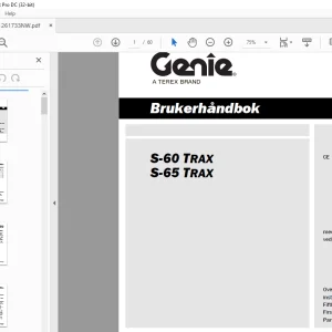 Genie Lift S-60 TRAX S-65 TRAX Brukerhåndbok 1261733  - PDF DOWNLOAD