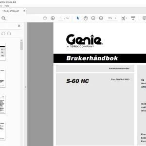 Genie Lift S-60HC Brukerhåndbok 114303 -  PDF DOWNLOAD