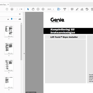 Genie Lift Tools Expo Installer Komplettering till bruksanvisningen - PDF DOWNLOAD