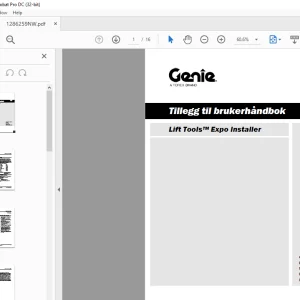 Genie Lift Tools™ Expo Installer Tillegg til brukerhåndbok 1286259 PDF