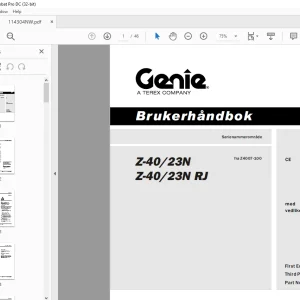 Genie Lift Z-40/23N Z-40/23N RJ Brukerhandbok 114304  - PDF DOWNLOAD
