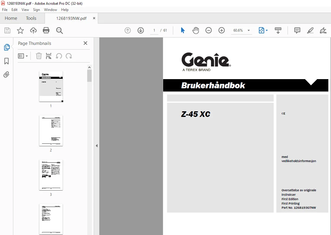 Genie Lift Z-45 XC Brukerhåndbok 1268193 - PDF DOWNLOAD - Image 2