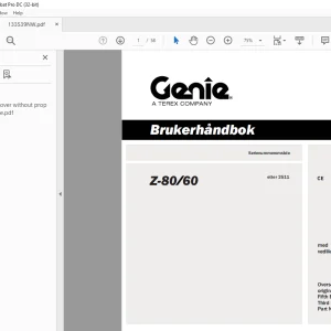 Genie Lift Z-80/60 Brukerhandbok 133539  - PDF DOWNLOAD