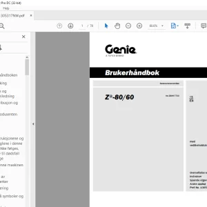 Genie Lift Z®-80/60 Brukerhåndbok 1305317 - PDF DOWNLOAD