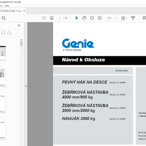 Genie PEVNÝ HÁK NA DESCE ŽEBŘÍKOVÁ NÁSTAVBA 4000 mm/900 kg Návod k Obsluze