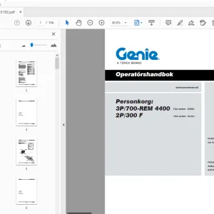 Genie Personkorg:3P/700-REM 4400 2P/300 F Operatörshandbok 57.0303.5192 - PDF