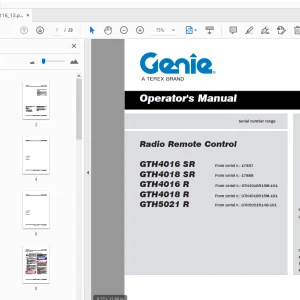 Genie Radio Remote Control GTH4016 SR Operator's Manual 57.0303.5116_13 - PDF