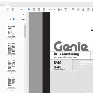 Genie S-40 S-45 Bruksanvisning med underhållsinformation 1000056SW - PDF