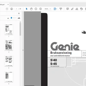 Genie S-40 S-45 Bruksanvisning med underhållsinformation 82500SW - PDF