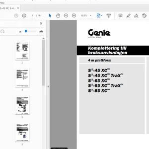 Genie S-45 XC S-45 XC TraX S-65 XC S-65 XC TraX S-85 XC Komplettering till bruksanvisningen - PDF