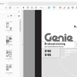 Genie S-60 S-65 Bruksanvisning med underhållsinformation 110018SW - PDF