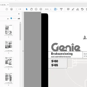 Genie S-60 S-65 Bruksanvisning med underhållsinformation 43648SW - PDF