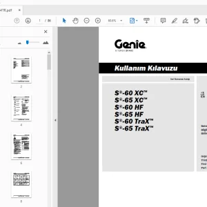 Genie S-60 XC S-65 XC S-60 HF S-65 HF S-60 TraX S-65 TraX Kullanım Kılavuzu - PDF