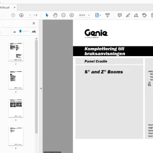 Genie S & Z Booms Panel Cradle Komplettering till bruksanvisningen - PDF