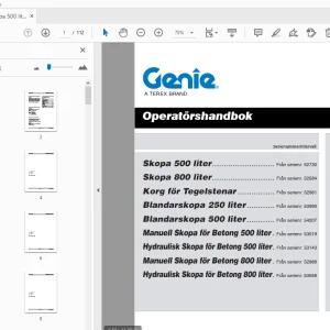 Genie Skopa 500 liter Operatörshandbok 57.0303.5145_11 - PDF DOWNLOAD