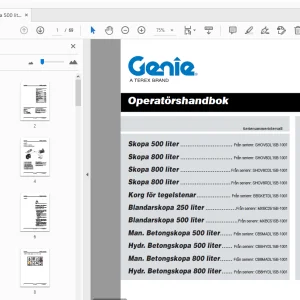 Genie Skopa 500 liter Operatörshandbok 57.0303.5261_12 - PDF DOWNLOAD