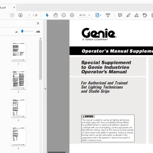 Genie Special Supplement to Genie Industries Operator's Manual (Supplement) - PDF