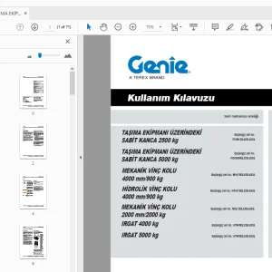 Genie TAŞIMA EKİPMANI ÜZERİNDEKİ SABİT KANCA 2500 kg Kullanım Kılavuzu 57.0303.5231_12 - PDF