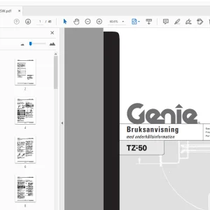 Genie TZ-50 Bruksanvisning med underhållsinformation 114164SW - PDF