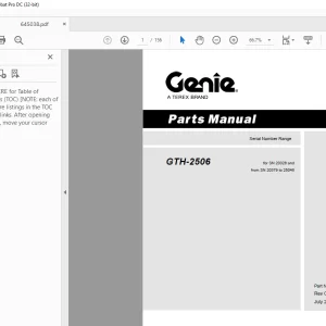 Genie Telehandlers GTH-2506 Parts Manual 645038 - PDF DOWNLOAD