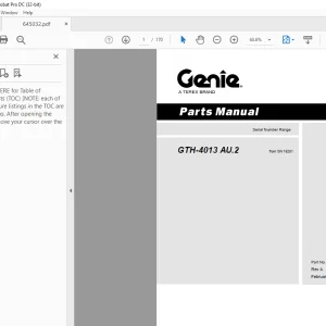 Genie Telehandlers GTH-4013 AU.2 Parts Manual 645032 - PDF DOWNLOAD