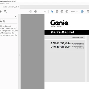 Genie Telehandlers GTH-4016R_IIIA GTH-4018R_IIIA Parts Manual