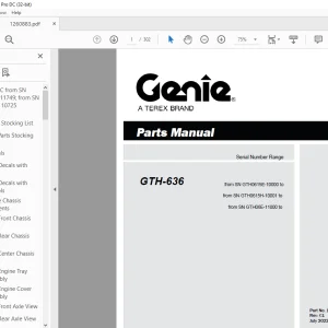 Genie Telehandlers GTH-636 Parts Manual 1260883 PDF
