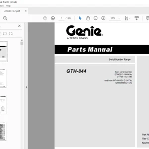Genie Telehandlers GTH-844 Parts Manual 218231GT - PDF DOWNLOAD