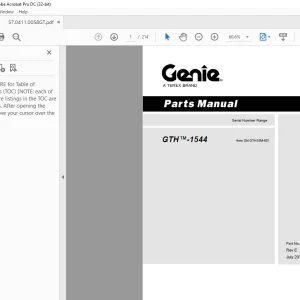 Genie Telehandlers GTH1544 Parts Manual 57.0411.0058GT