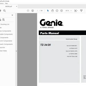 Genie Towed Aerial Lifts TZ-34/20 Parts Manual 84566 - PDF DOWNLOAD