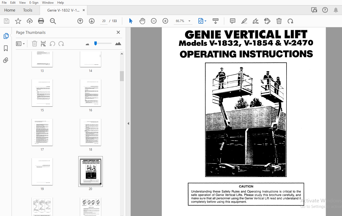 Genie V-1832 V-1854 & V-2470 Operation,Parts & Schematics Manual - PDF ...