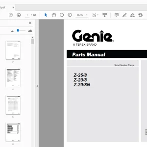 Genie Z-25/8 Z-20/8 Z-20/8N Parts Manual 41315 - PDF DOWNLOAD
