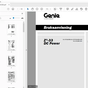 Genie Z-33 DC Power Bruksanvisning 1257143SW - PDF DOWNLOAD