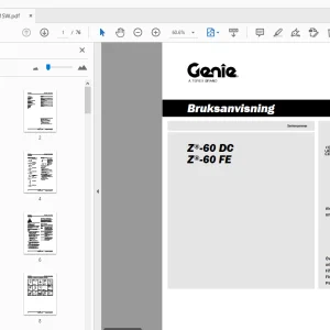 Genie Z-60 DC Z-60 FE Bruksanvisning 1318181SW - PDF DOWNLOAD